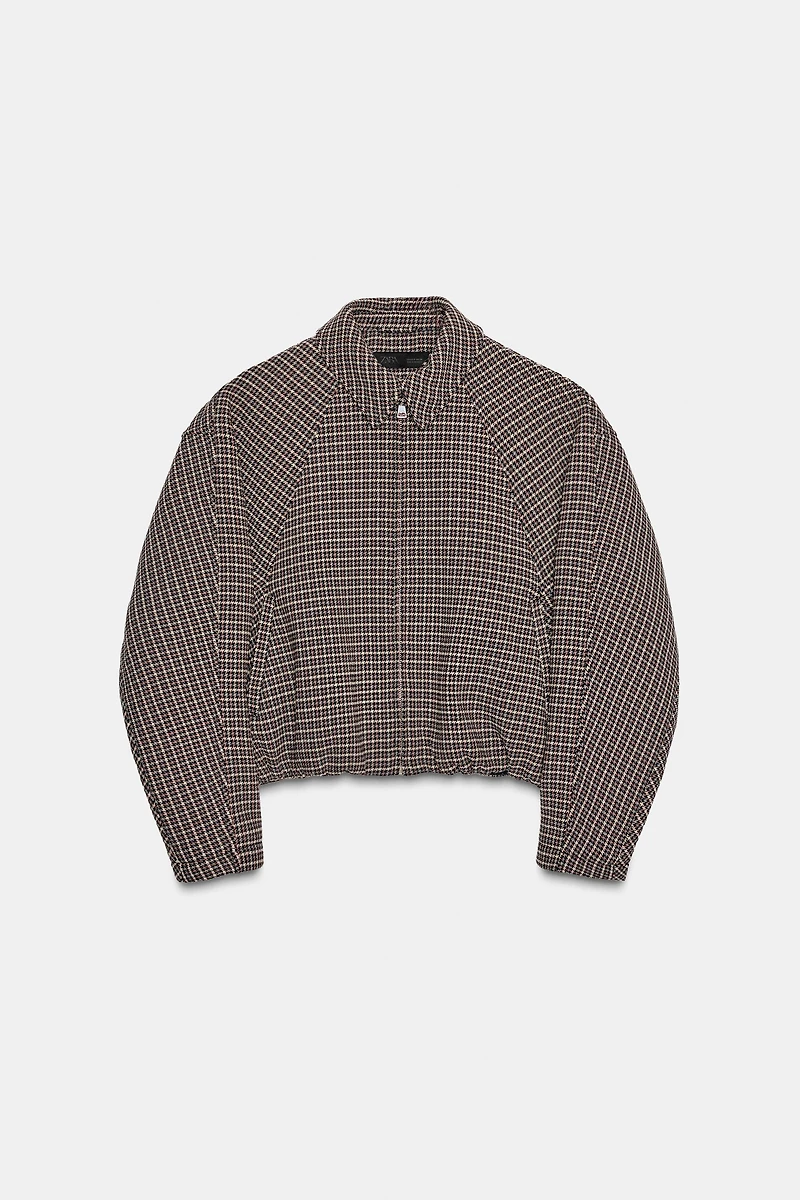 HOUNDSTOOTH PADDED BOMBER JACKET