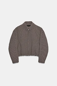 HOUNDSTOOTH PADDED BOMBER JACKET