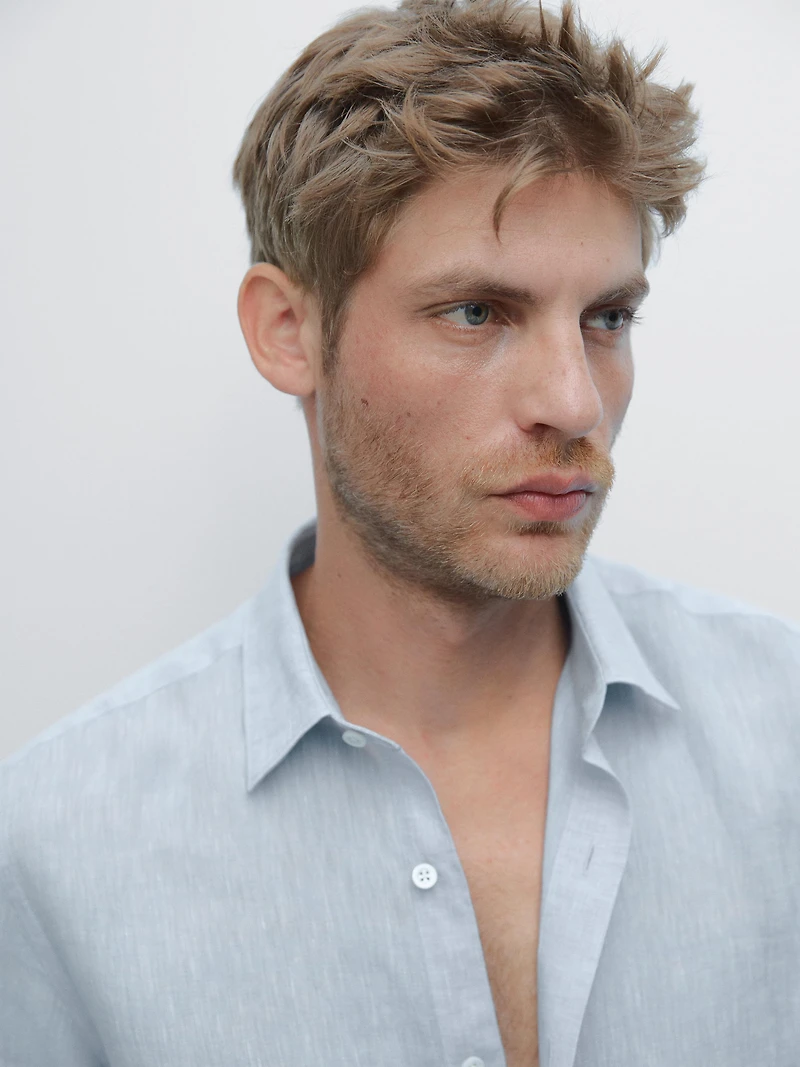 Slim-fit 100% linen shirt