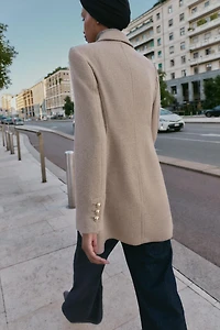 WOOL BLEND DOUBLE BREASTED SHORT COAT