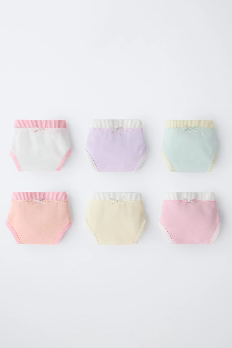 6-14 ANS/ LOT DE SIX CULOTTES CONTRASTE