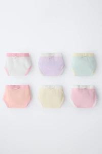 6-14 ANS/ LOT DE SIX CULOTTES CONTRASTE