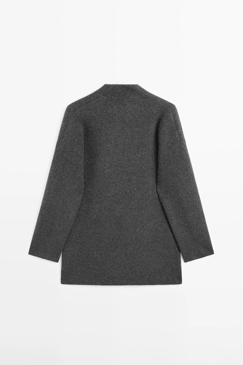 Long double-breasted wool cardigan