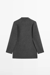 Long double-breasted wool cardigan
