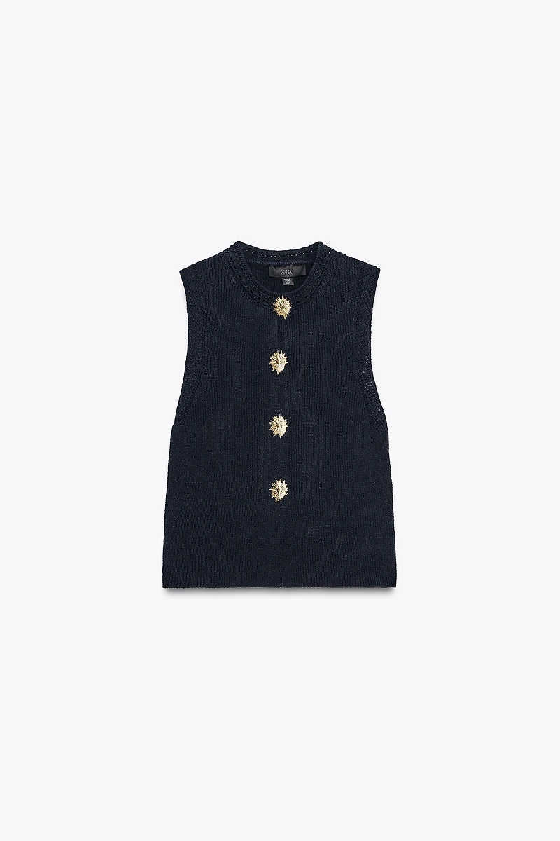 GOLD BUTTON KNIT TOP
