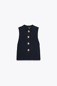 GOLD BUTTON KNIT TOP