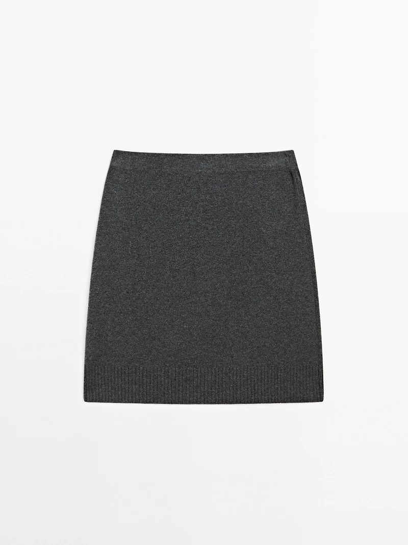 Wool blend mini skirt