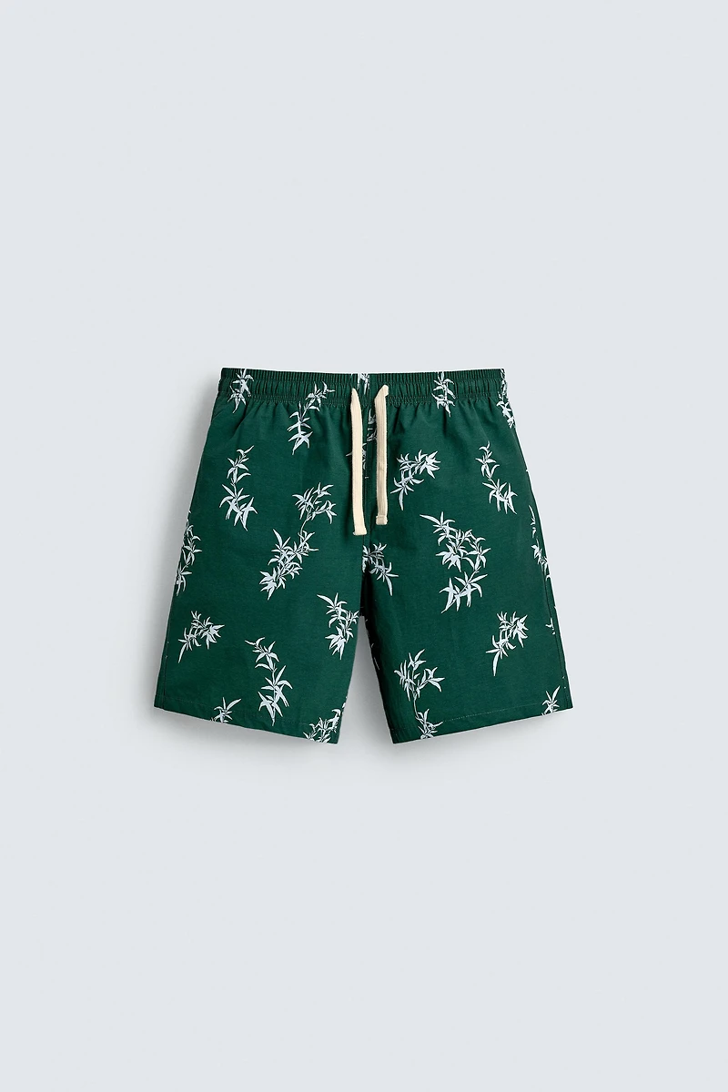MAILLOT DE BAIN LONG À IMPRIMÉ FEUILLES