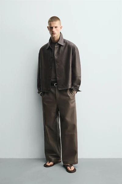 LEATHER BOXY FIT JACKET