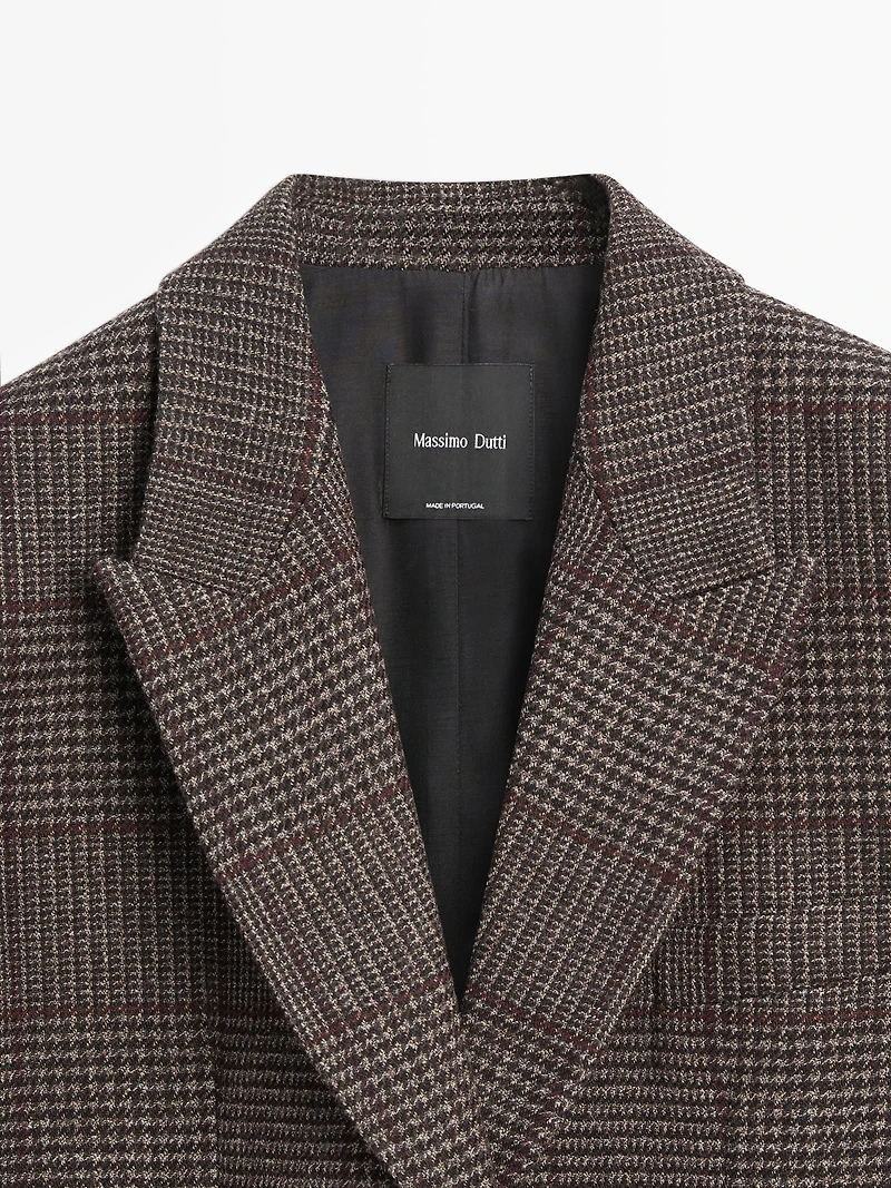Check wool blend blazer