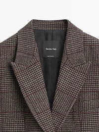 Check wool blend blazer