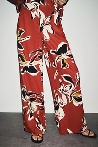 FLORAL PRINT LINEN PANTS