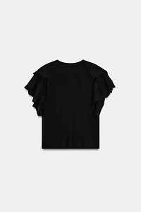 SHORT SLEEVE RUFFLE T-SHIRT