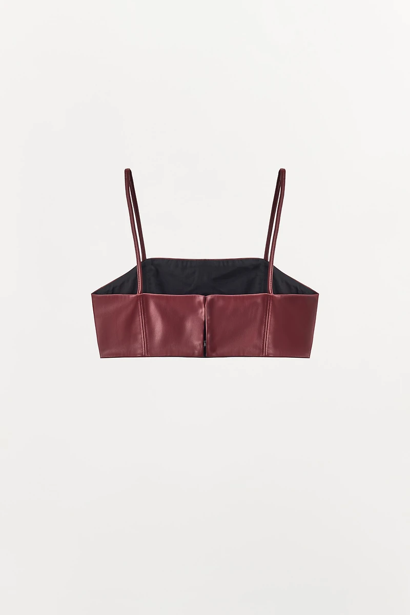 FAUX LEATHER STRAPPY BRALETTE