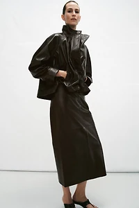ZW COLLECTION 100% LEATHER MIDI SKIRT