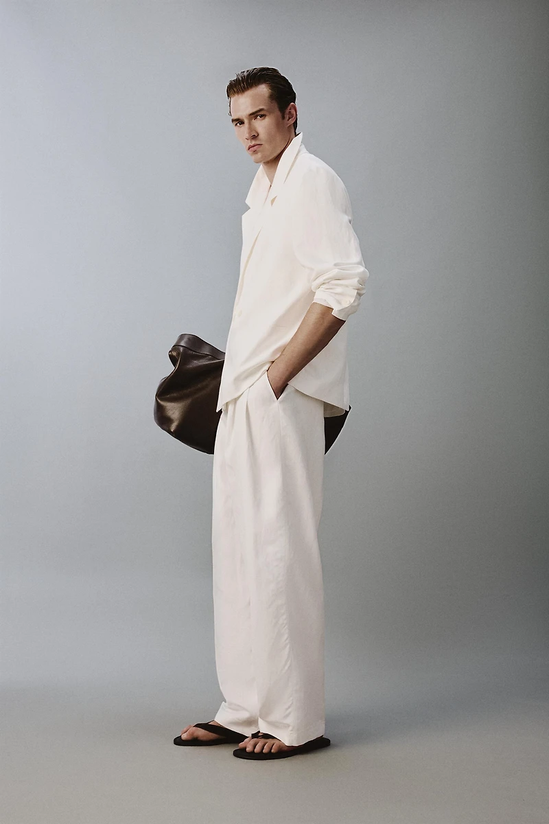 RELAXED FIT VISCOSE - LINEN SUIT BLAZER
