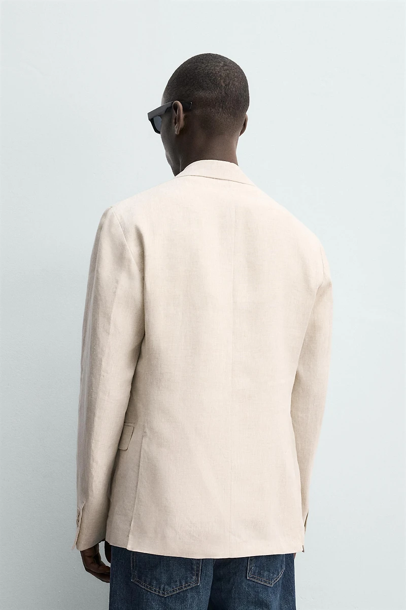 100% LINEN DOUBLE-BREASTED BLAZER