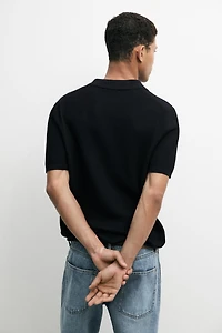 100% cotton textured knit polo sweater