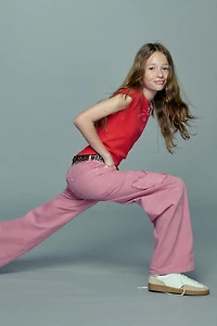 EMBROIDERED BUTTERFLY WIDE LEG JEANS