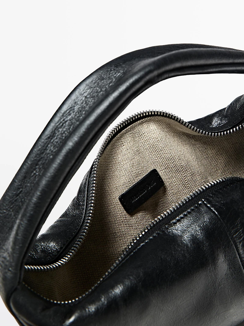 Mini nappa leather half-moon bag