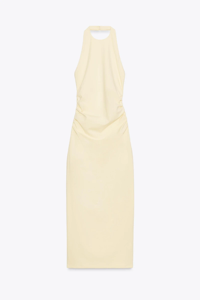 DRAPED HALTER DRESS