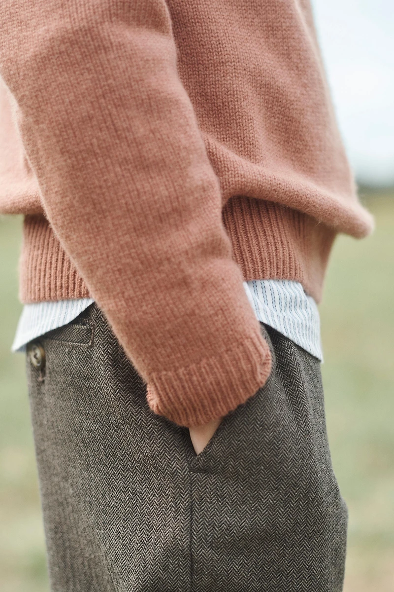 LIMITED EDITION HERRINGBONE STRAIGHT-LEG PANTS