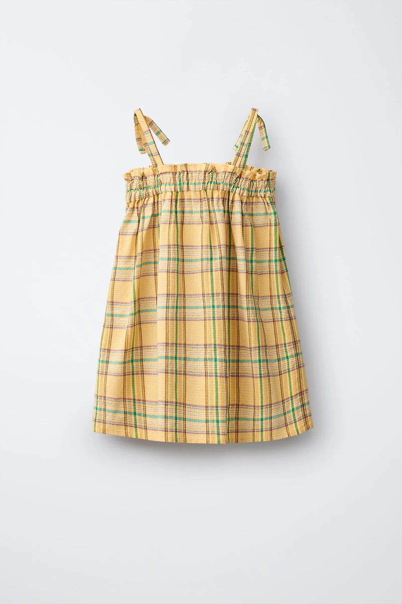 EMBROIDERED PLAID TEXTURE DRESS
