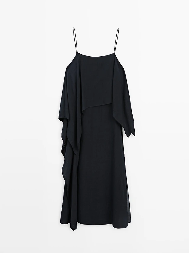 Zara ASYMMETRIC POPLIN MIDI DRESS | Place Rosemre