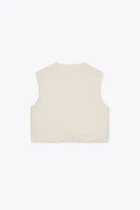 GILET SANS MANCHES EN COTON AVEC BRODERIES FLEURS