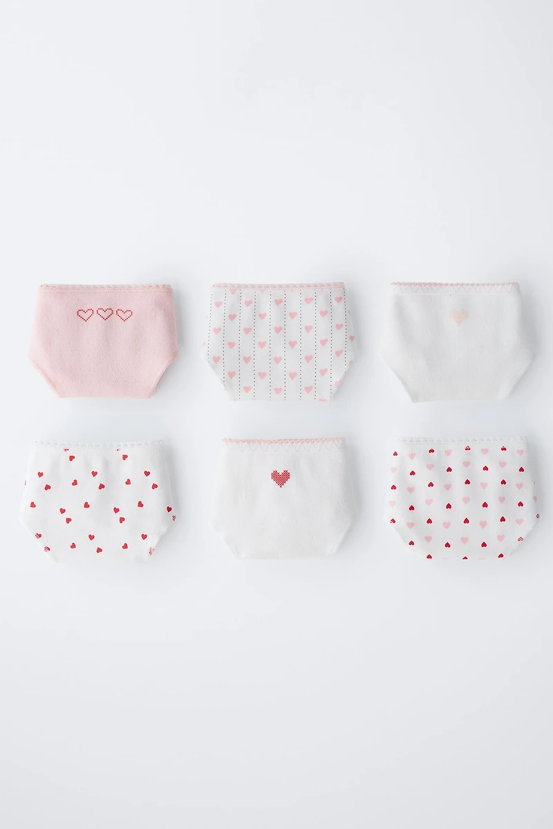AGES 6-14 / SIX-PACK OF HEART PRINT UNDERWEAR