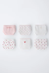 AGES 6-14 / SIX-PACK OF HEART PRINT UNDERWEAR