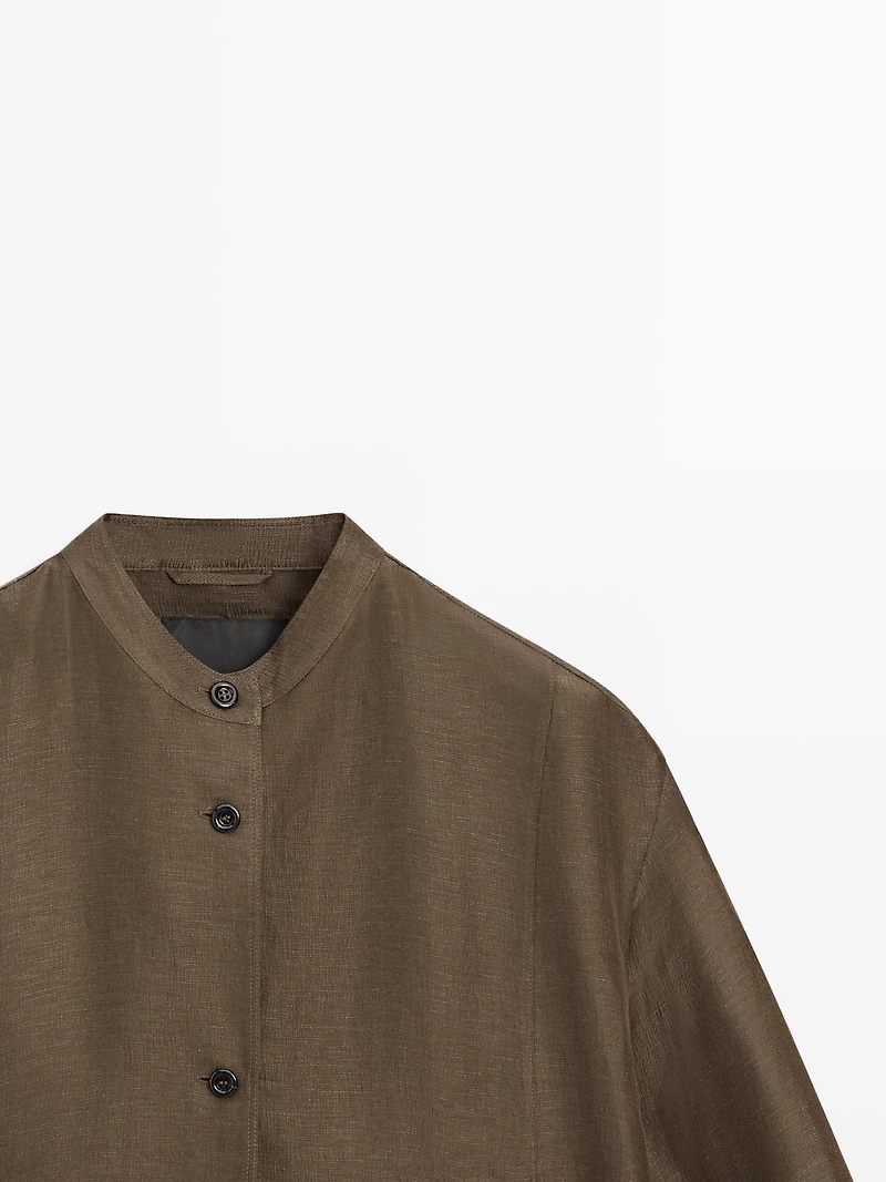 Linen and silk bomber jacket