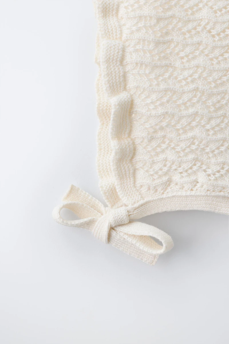 COTTON SILK OPENWORK BONNET