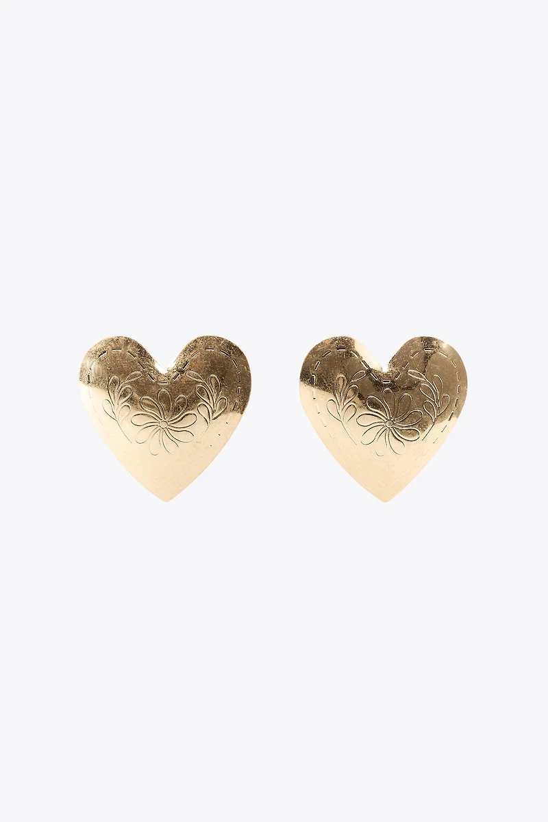 TEXTURED HEART EARRINGS