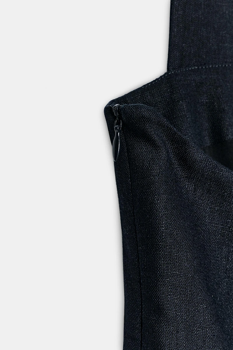 LINEN TOGGLE MINI DRESS