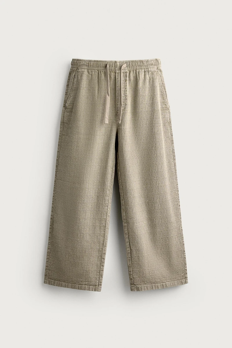 WASHED JACQUARD RELAXED FIT PANTS