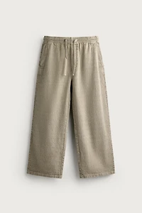 WASHED JACQUARD RELAXED FIT PANTS