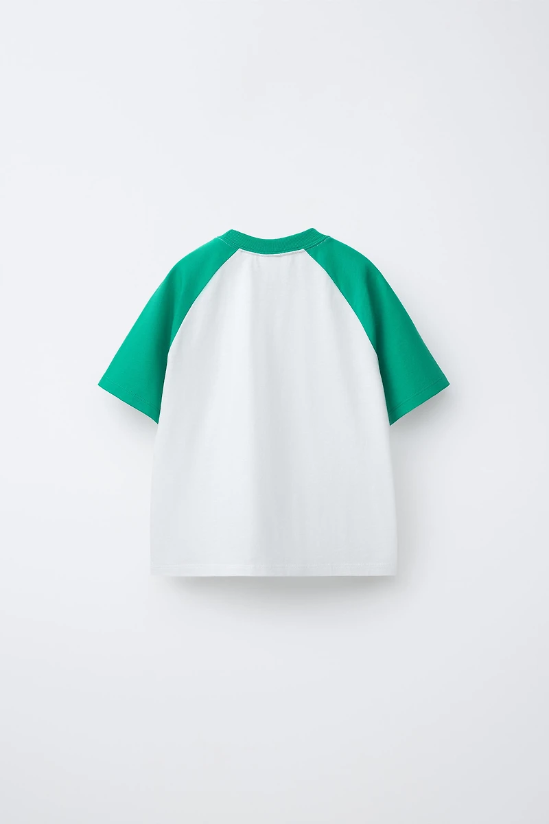 EMBROIDERED SNOOPY PEANUTS™ RAGLAN SLEEVE T-SHIRT