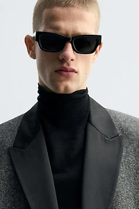 DOUBLE BREASTED CONTRASTING TEXTURED BLAZER