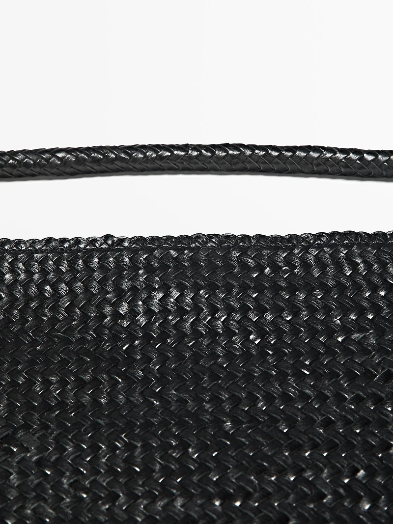 Mid-sized braided leather shoulder bag
