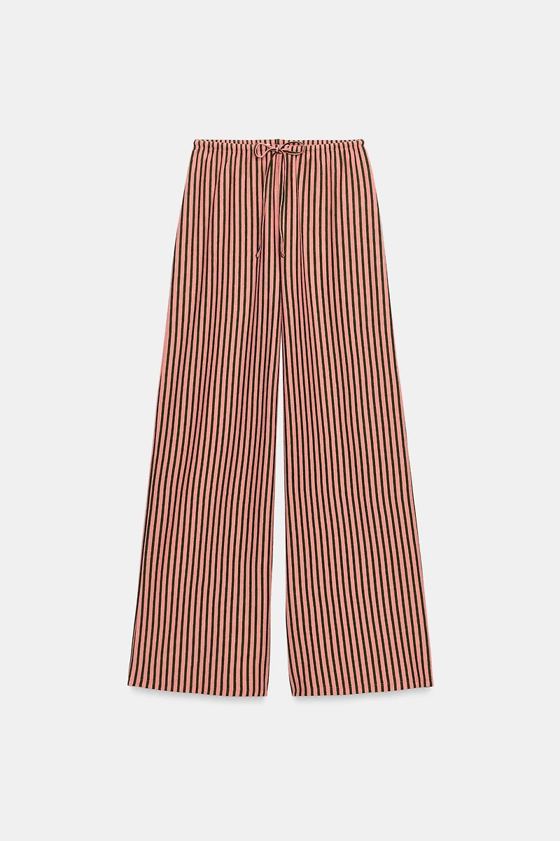 PANTALON À RAYURES AVEC LIN