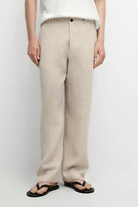 100% linen check pants