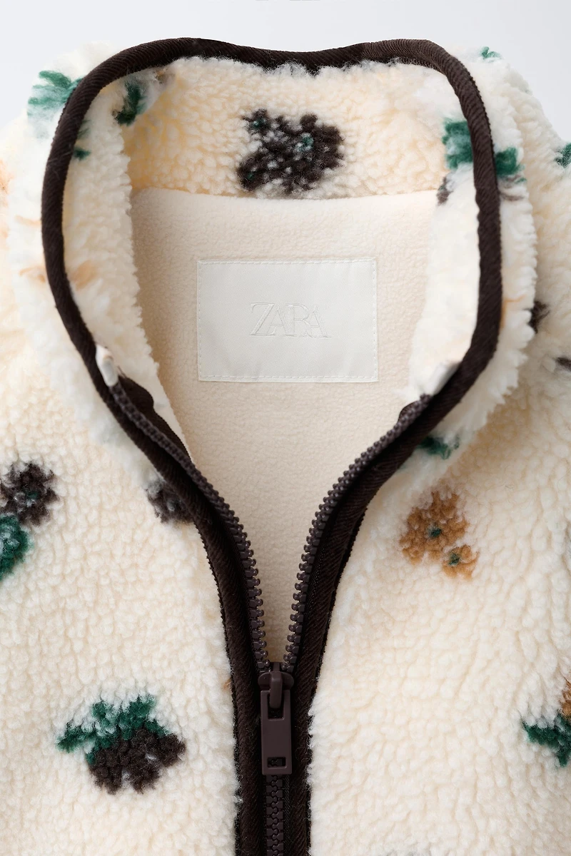 FLEECE FLORAL JACKET