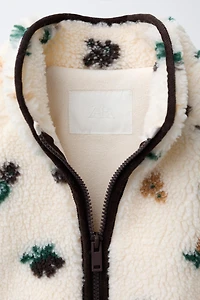 FLEECE FLORAL JACKET