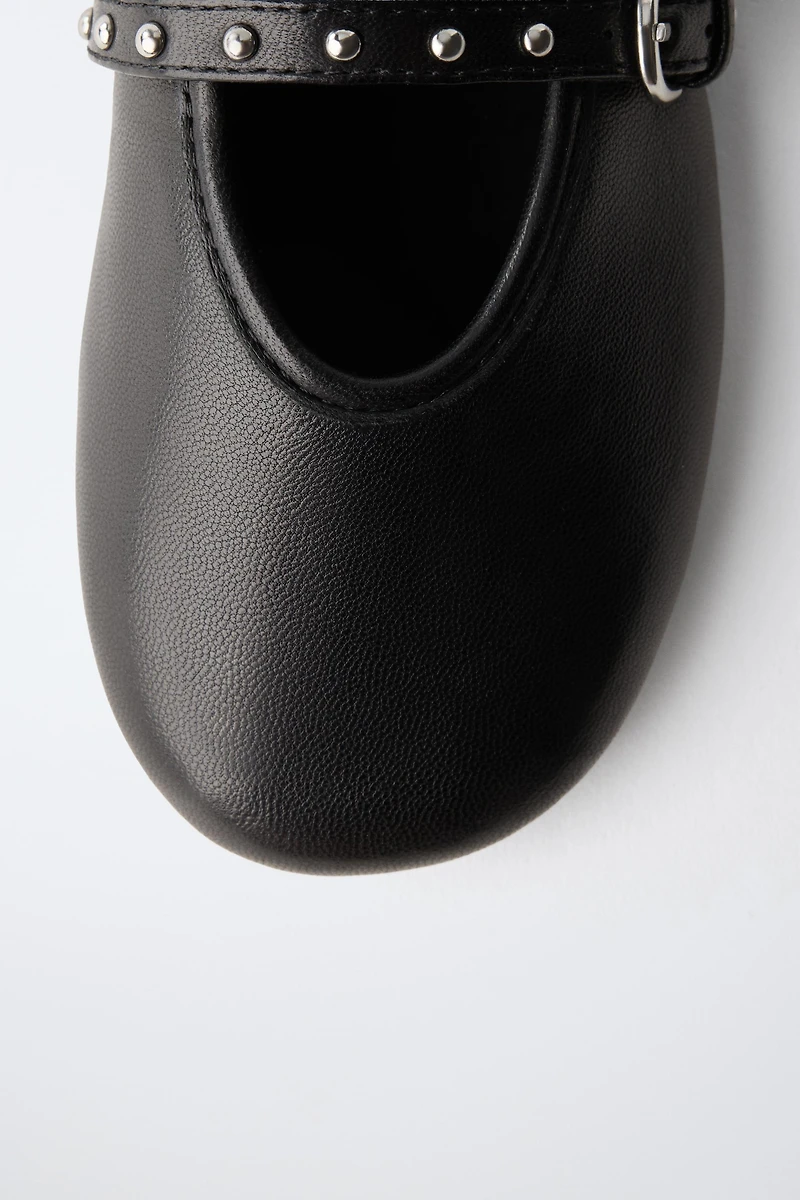BALLERINES EN CUIR À DOUBLE BOUCLE