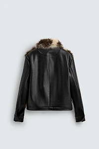 CONTRAST FAUX LEATHER JACKET HARRY LAMBERT FOR ZARA X DISNEY