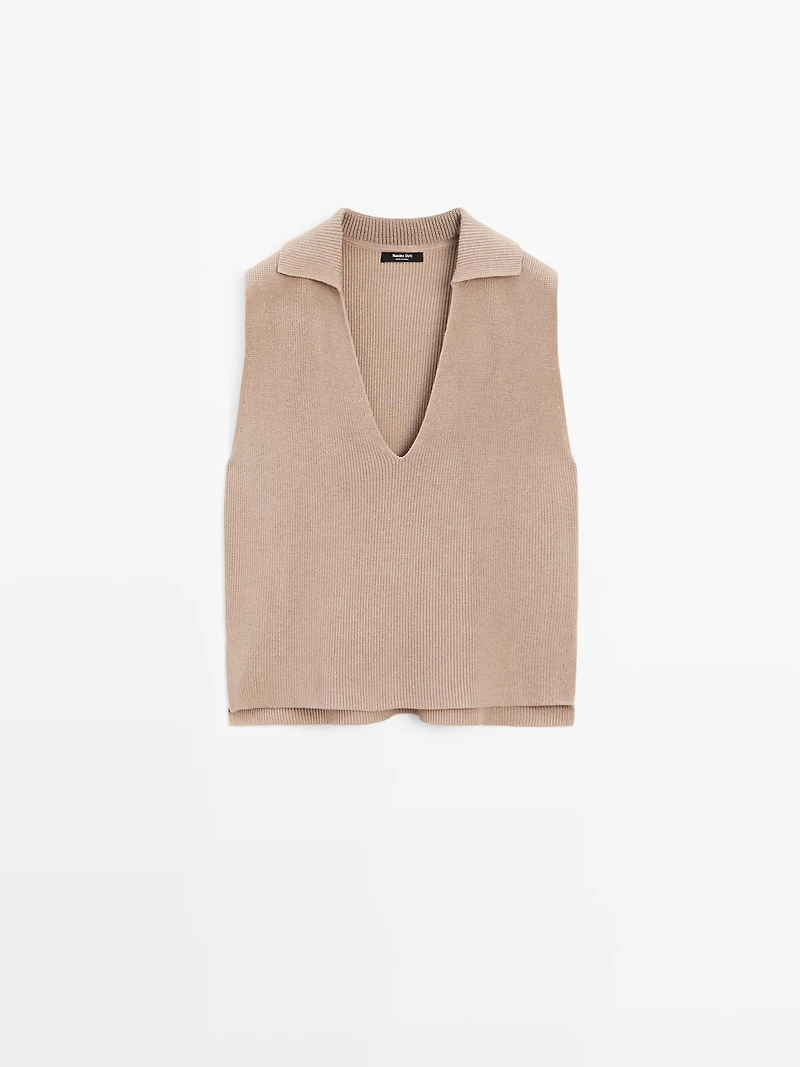 V-neck knit top