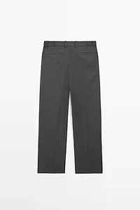 Wool blend darted trousers