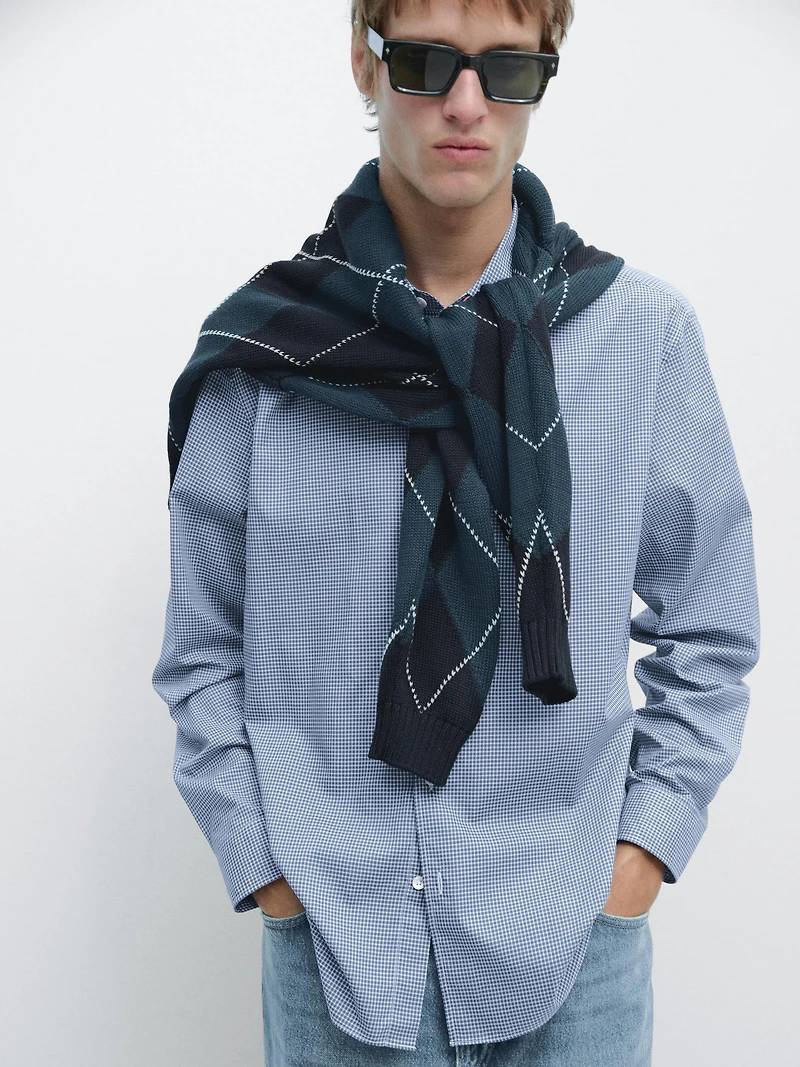 Chemise à carreaux regular fit 100 % coton