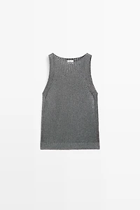Metallic knit halter top - STUDIO